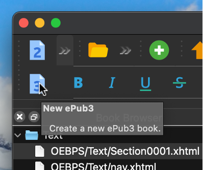 Menüpunkt New ePub3