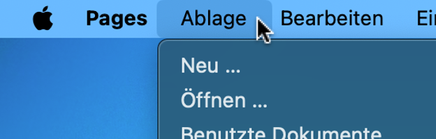 Pages-Menü Ablage