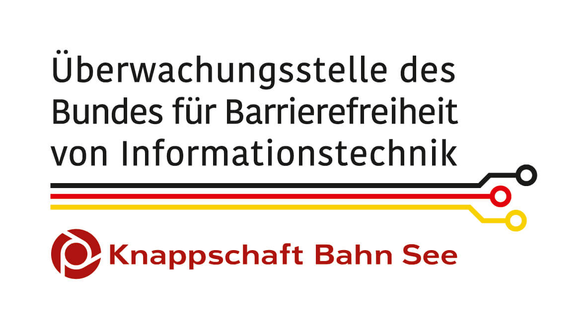 Das Logo der Überwachungsstelle des Bundes für Barrierefreiheit von Informationstechnik und der Knappschaft-Bahn-See.