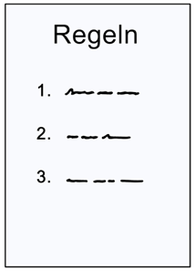 Ein Blatt Papier mit Regeln.