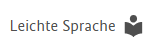 Schrift "Leichte Sprache". Rechts daneben das Icon für Leichte Sprache in Form eines aufgeschlagenen Buches  mit dem angedeuteten Kopf eines Menschen darüber. 